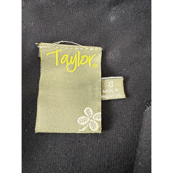 Taylor Size 8 Stretch Mini Sheath Dress Black Sleeveless Zip Round Neck - Picture 8 of 11